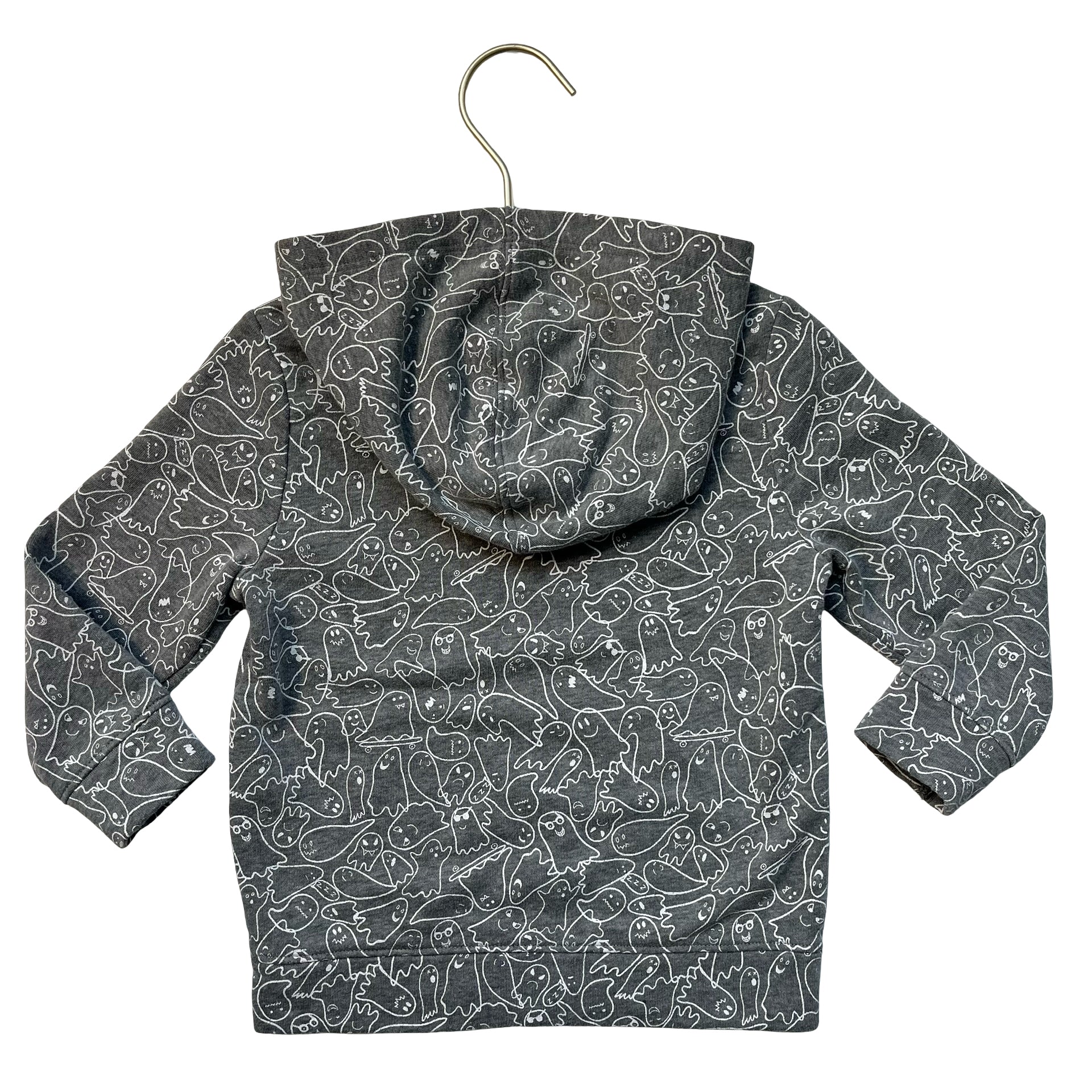 Old Navy Gray Ghost Print Hooded Sweatshirt - Size 2T