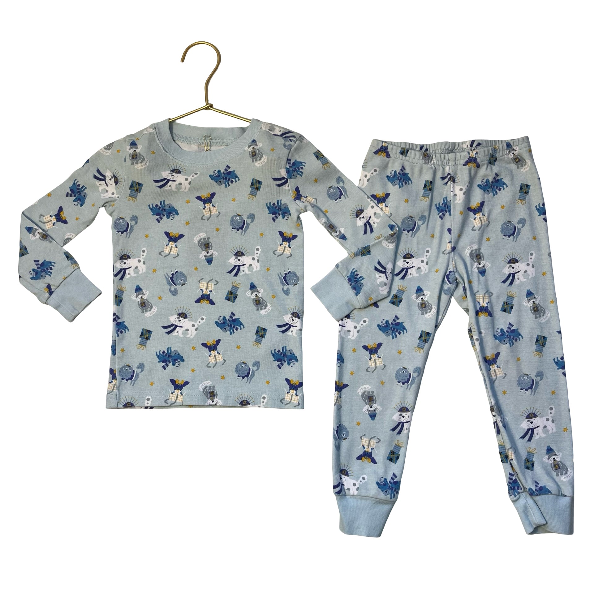 Janie and Jack Blue Hanukkah Dog 2 Piece Pajamas - Size 3