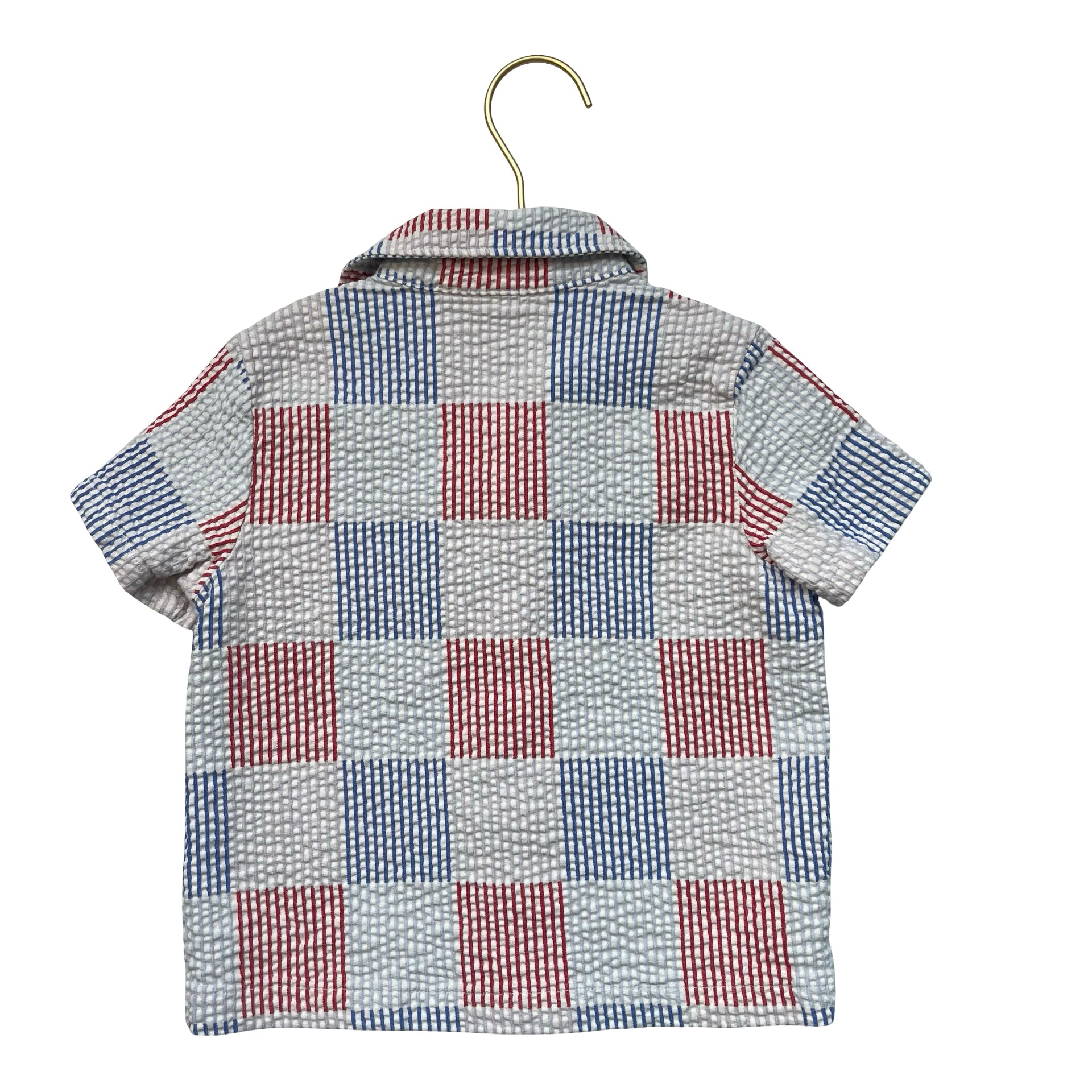 Old Navy Patchwork Striped Seersucker Button Down Shirt - Size 2T