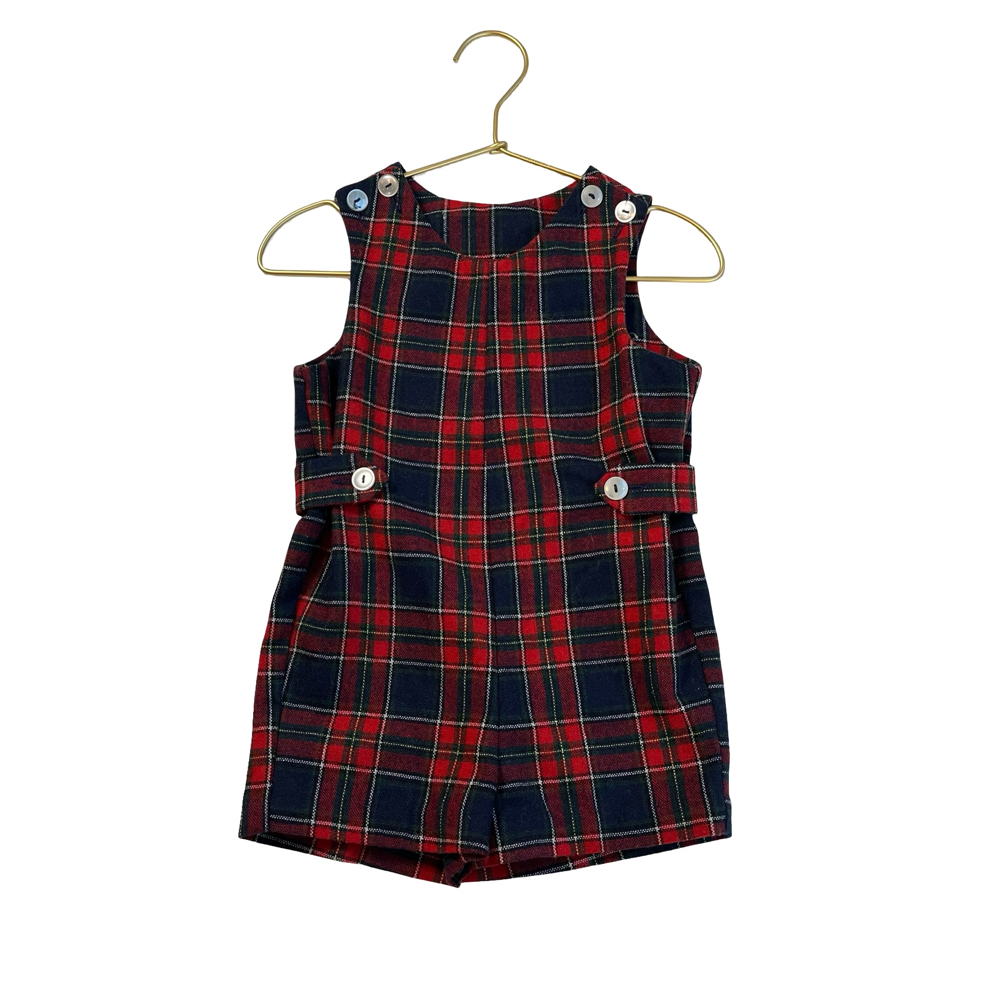 Lord & Taylor Red, Navy & Green Plaid Shortalls - Size 2