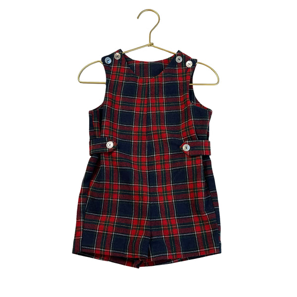 Lord & Taylor Red, Navy & Green Plaid Shortalls - Size 2