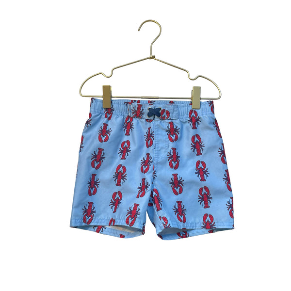 Rugged Butts Light Blue Lobster Print Swim Shorts - Size 4T