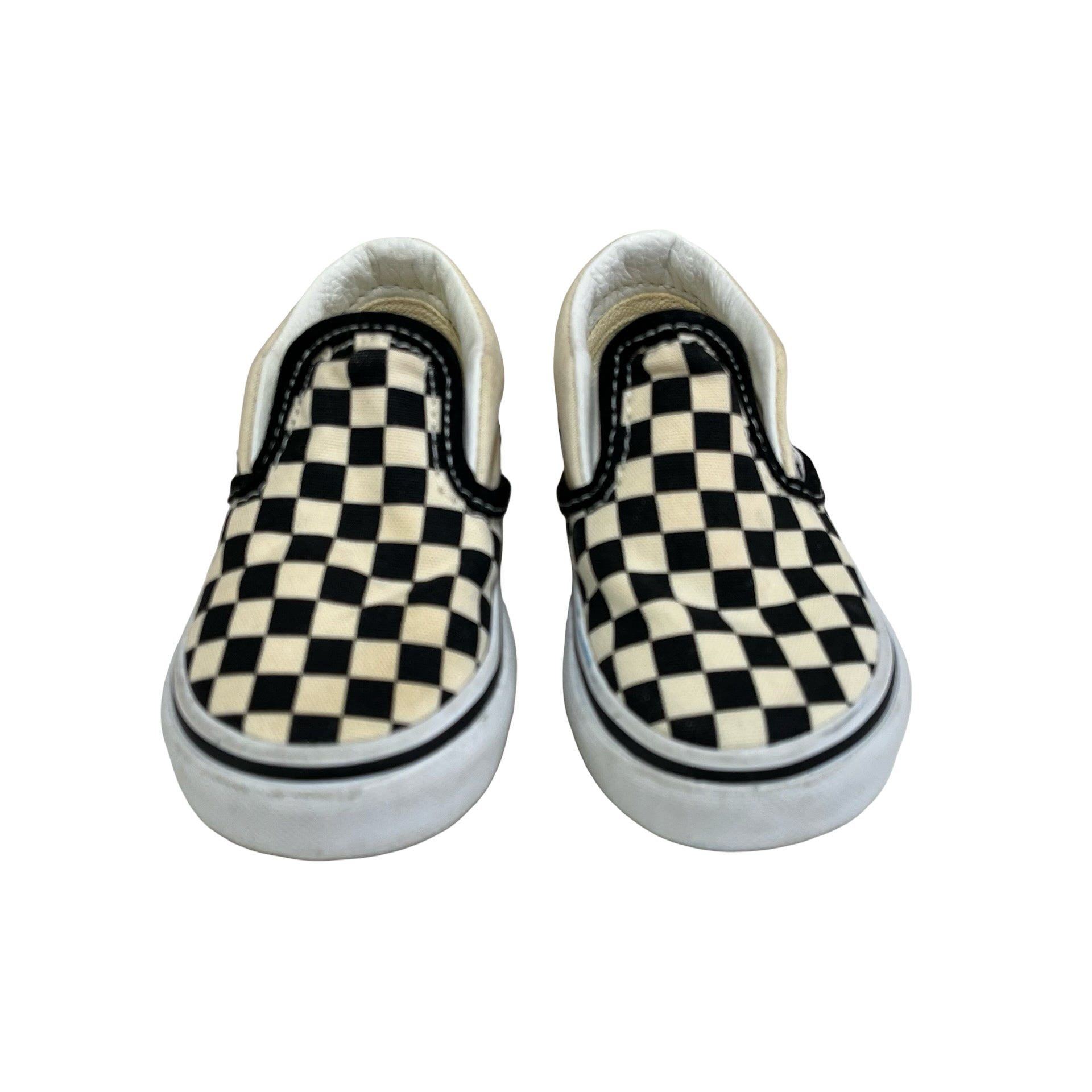 Vans Black & Ivory Check Slip-On Sneakers - Size 5