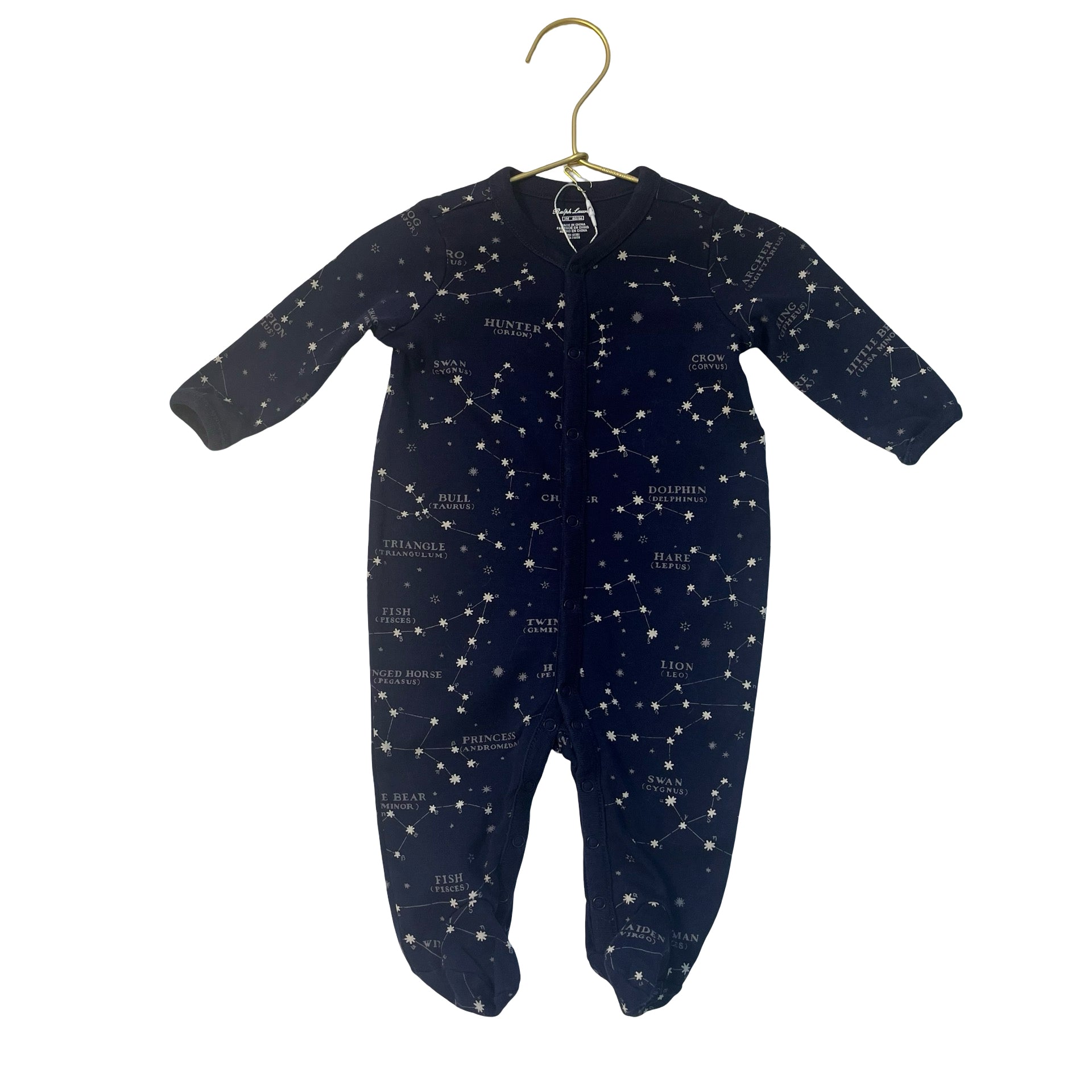Ralph Lauren Navy Star Constellation Print Footed PJs - Size 3 Mo