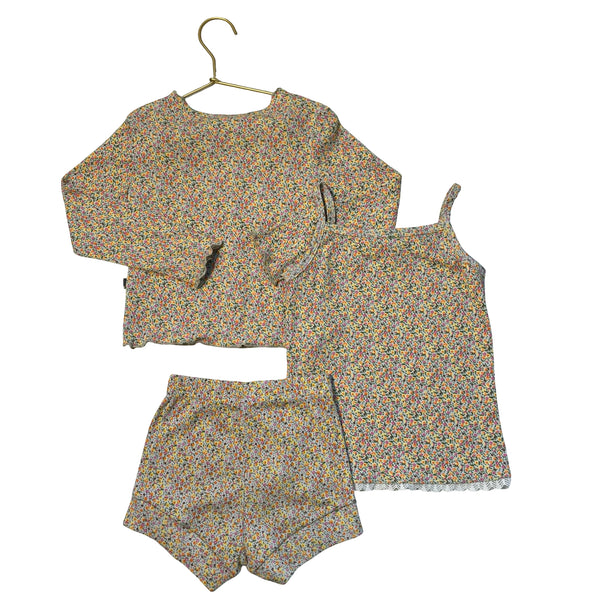 Petite Hailey Ribbed Ditsy Floral Shorts, Tank & Cardigan Set - Size 4