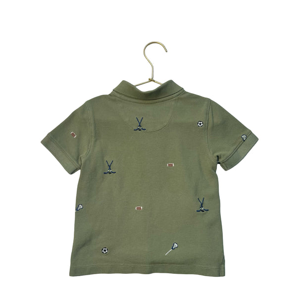 Blue Rooster Olive Green Embroidered Sports Polo Shirt - Size 3Y