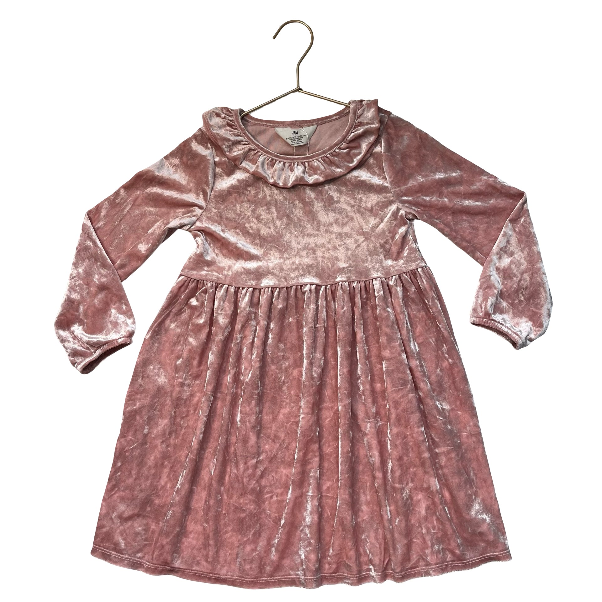H&M Pink Crushed Velour Dress - Size 5T-6