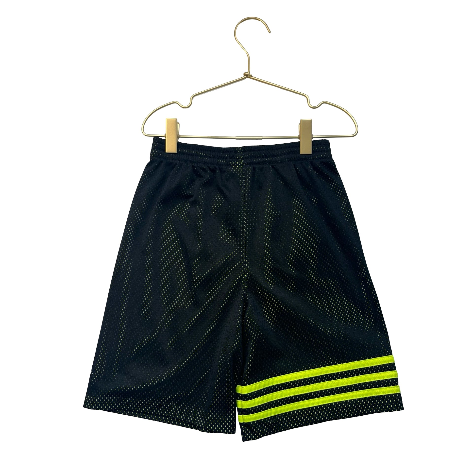 Adidas Black & Neon Green Mesh Athletic Shorts - Size 7X