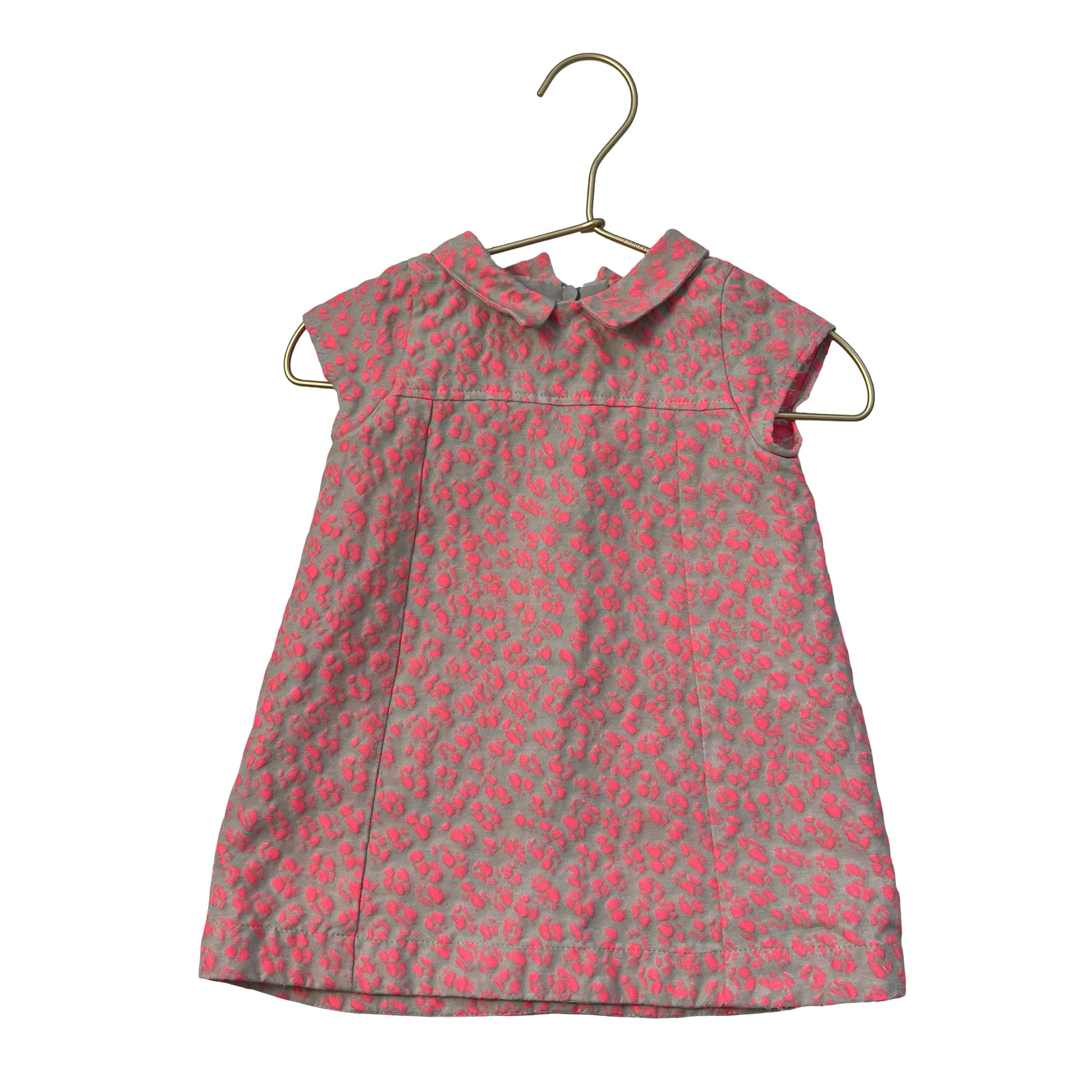 Lili Gaufrette Gray & Bright Pink Leopard Print Dress - Size 18 Mo