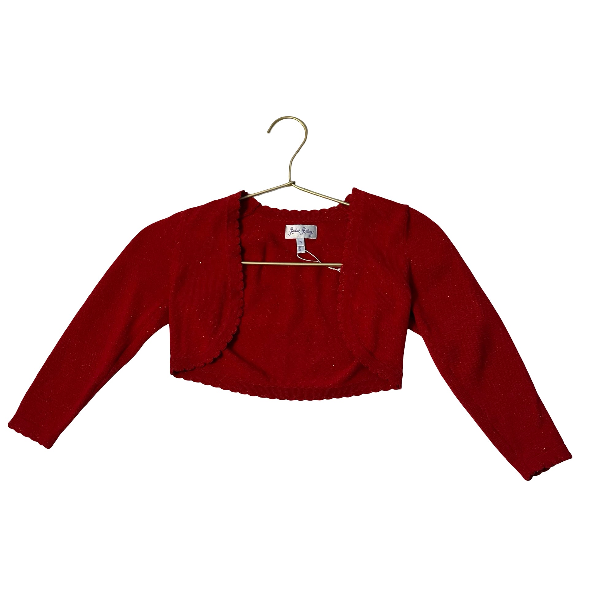 Rachel Riley Red Sparkle Wool-Blend Shrug Cardigan Sweater - Size 7