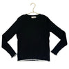 H&M Black Ribbed Knit Sweater, White Trim - Size 8-10