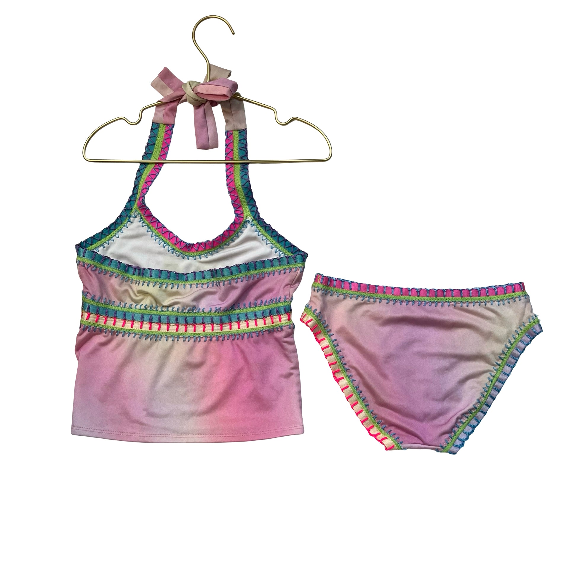 Platinum Pink Ombre 2 Piece Tankini Swim Suit - Size 8