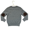 Polo Ralph Lauren Gray V-Neck Cotton Sweater, Elbow Patches - Size 7