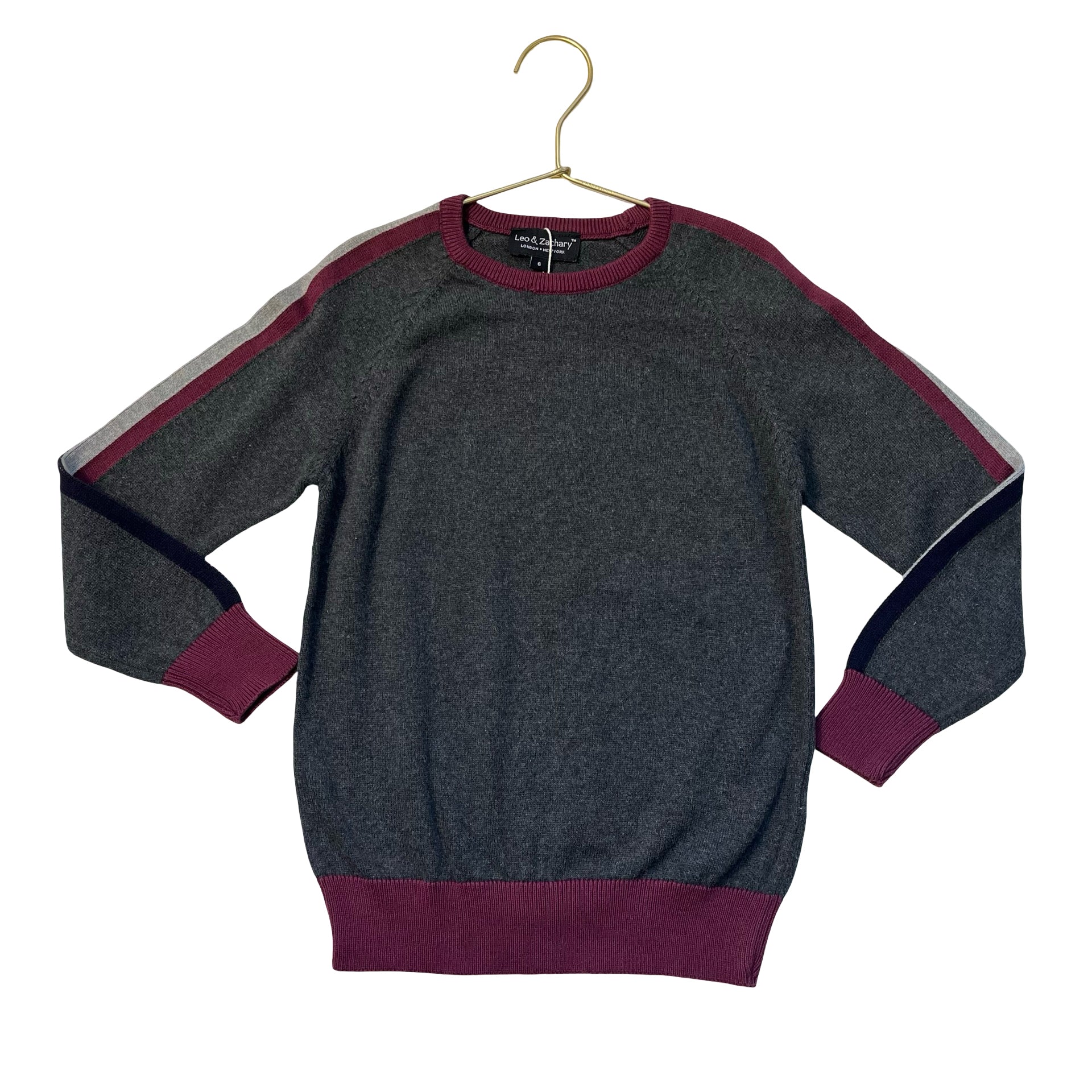 Leo & Zachary Gray & Plum Sweater - Size 6