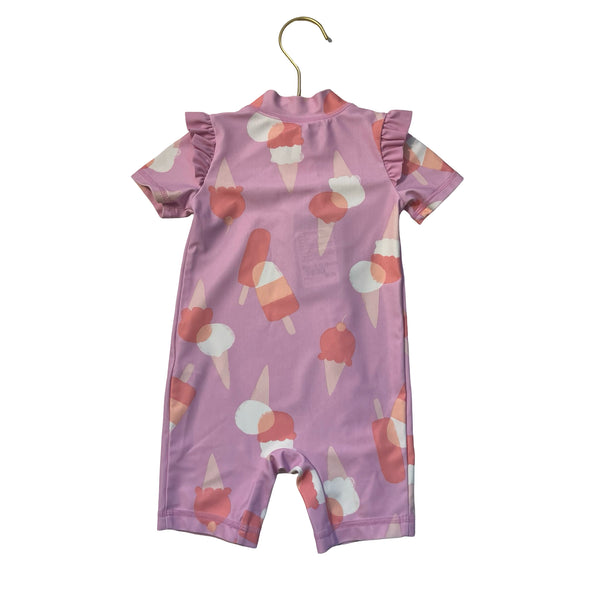 Carter's Lavender Ice Cream Print Swim Suit Romper - Size 9 M