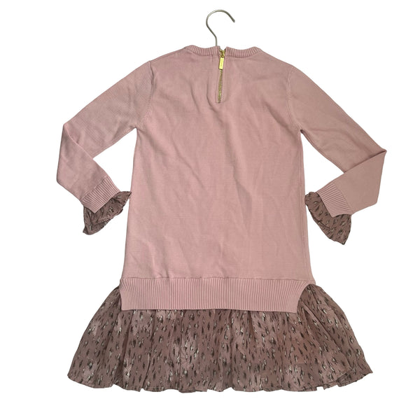Imoga Dusty Pink and Animal Print Sweater Dress - Size 6