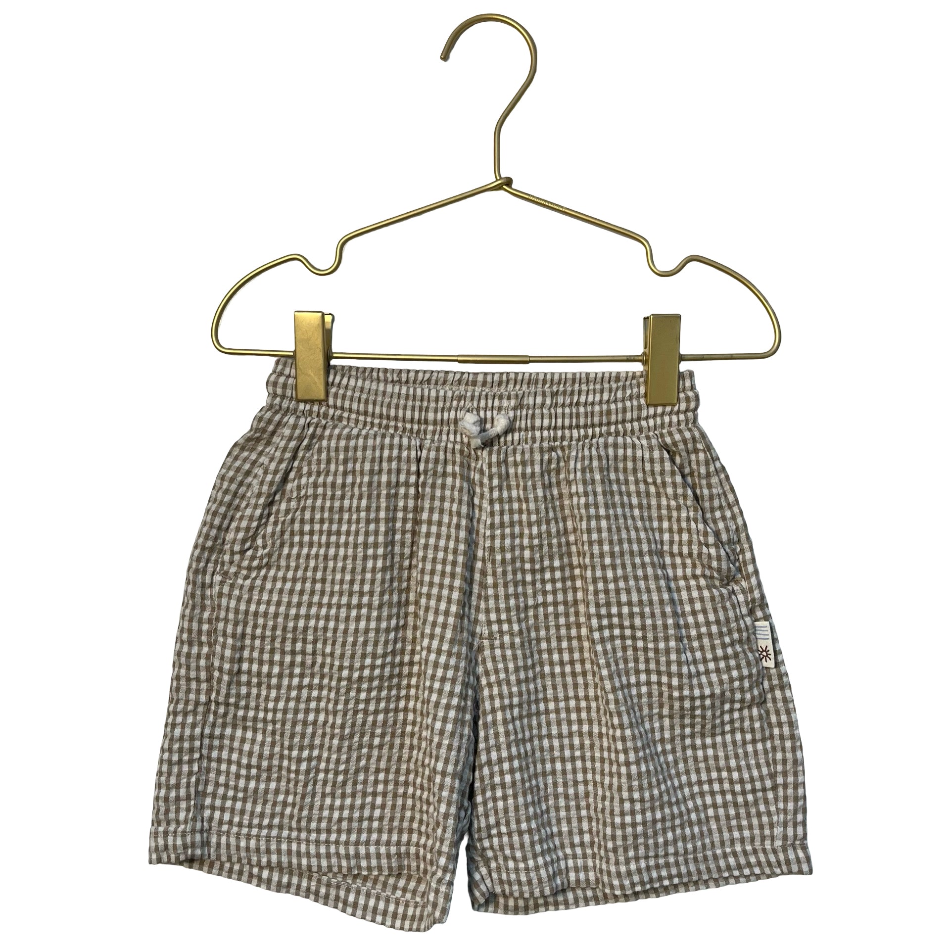 Zara Tan & Ivory Check Seersucker Shorts - Size 4