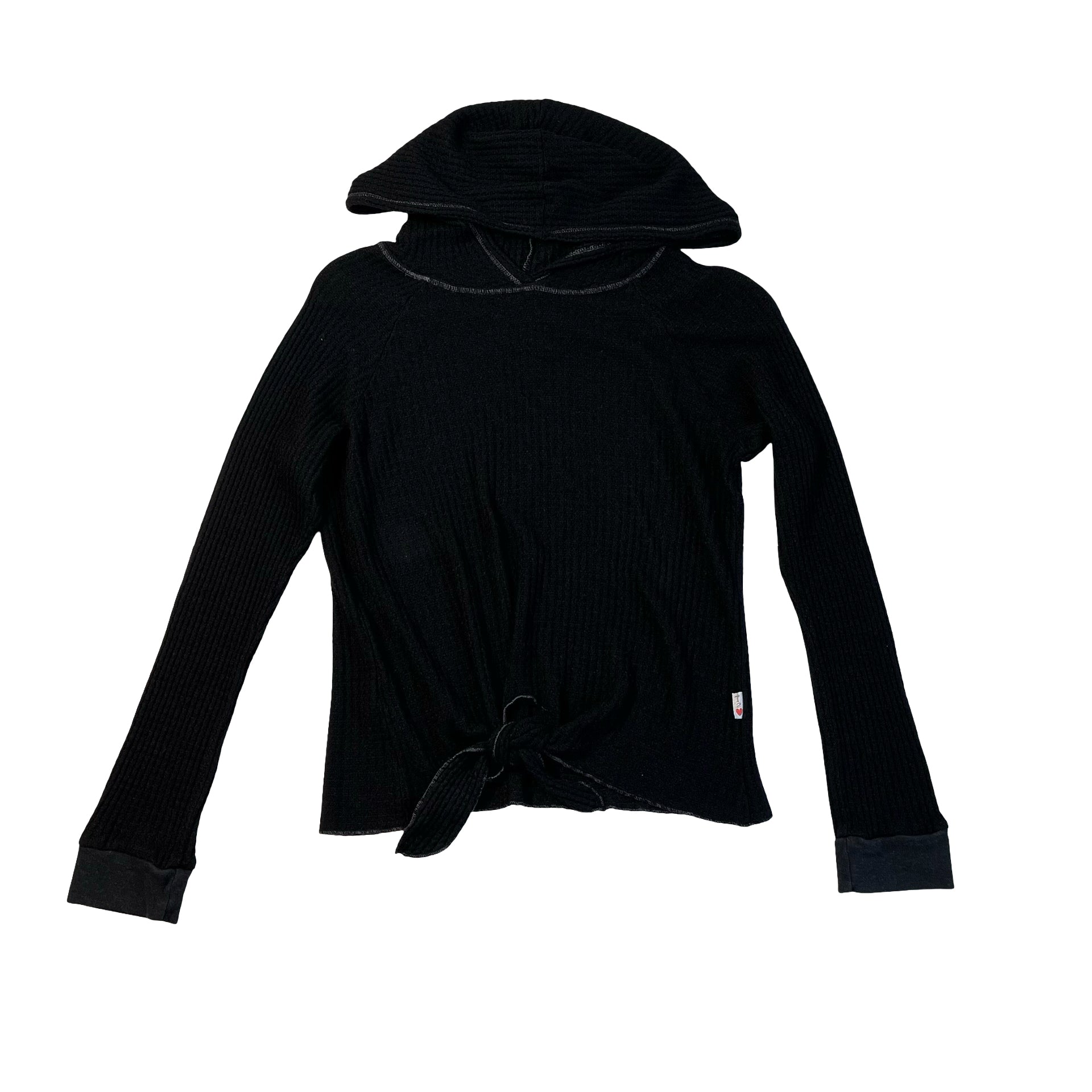 T2 Love Black Waffle Hooded Top - Size 12