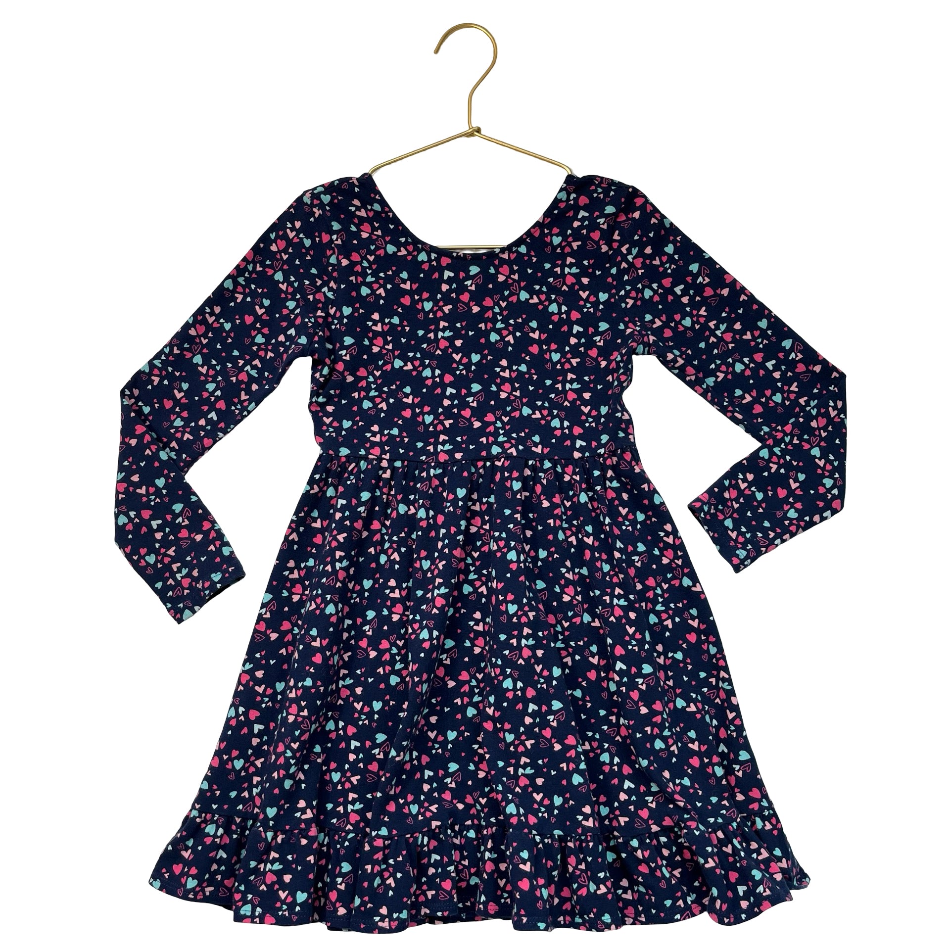 Crewcuts Navy Heart Print Dress - Size 6