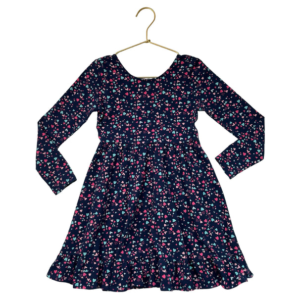 Crewcuts Navy Heart Print Dress - Size 6