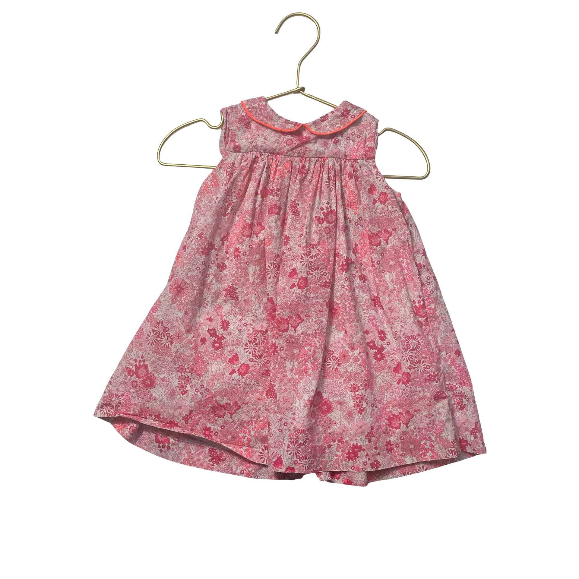 Jacadi Pink & White Floral Sleeveless Dress - Size 18 Mo