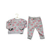 Janie and Jack Gray, Pink & Teal Rose Print Sweatshirt & Jogger Set - Size 2