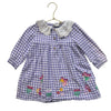 JoJo Maman Bebe Lavender Check Flannel Embroidered Fairy Dress - Size 18-24 Mo