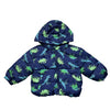 Old Navy Navy & Green Dino Print Hooded Puffer Jacket - Size 18-24 Mo