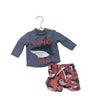 Carter's 2 Piece Gray & Orange Shark Swim Suit Set - Size 3 Mo