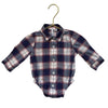Janie and Jack Blue, White, Red Plaid Button Down Bodysuit - Size 3-6 Mo