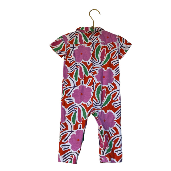 DVF for Target Orange, Purple, Pink, Green Abstract Flower Jumpsuit - 12 Mo
