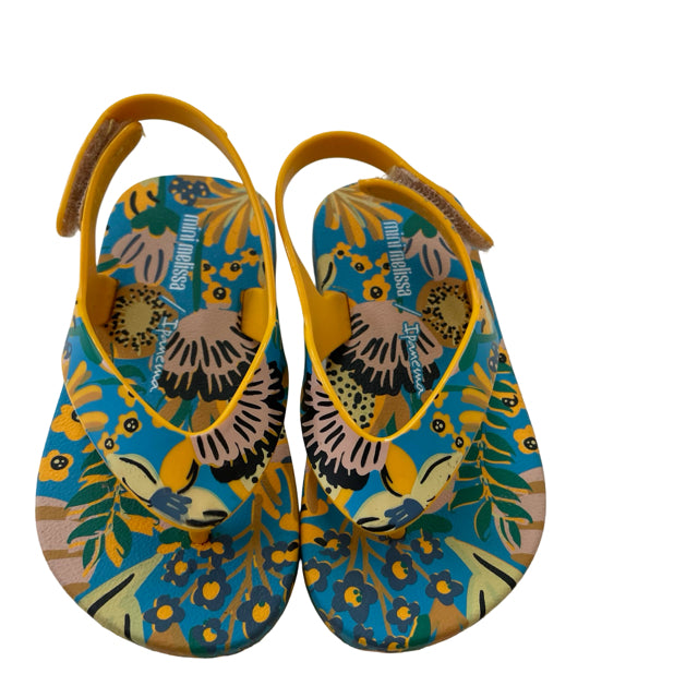 Mini Melissa Teal Floral Sandals - Size 6