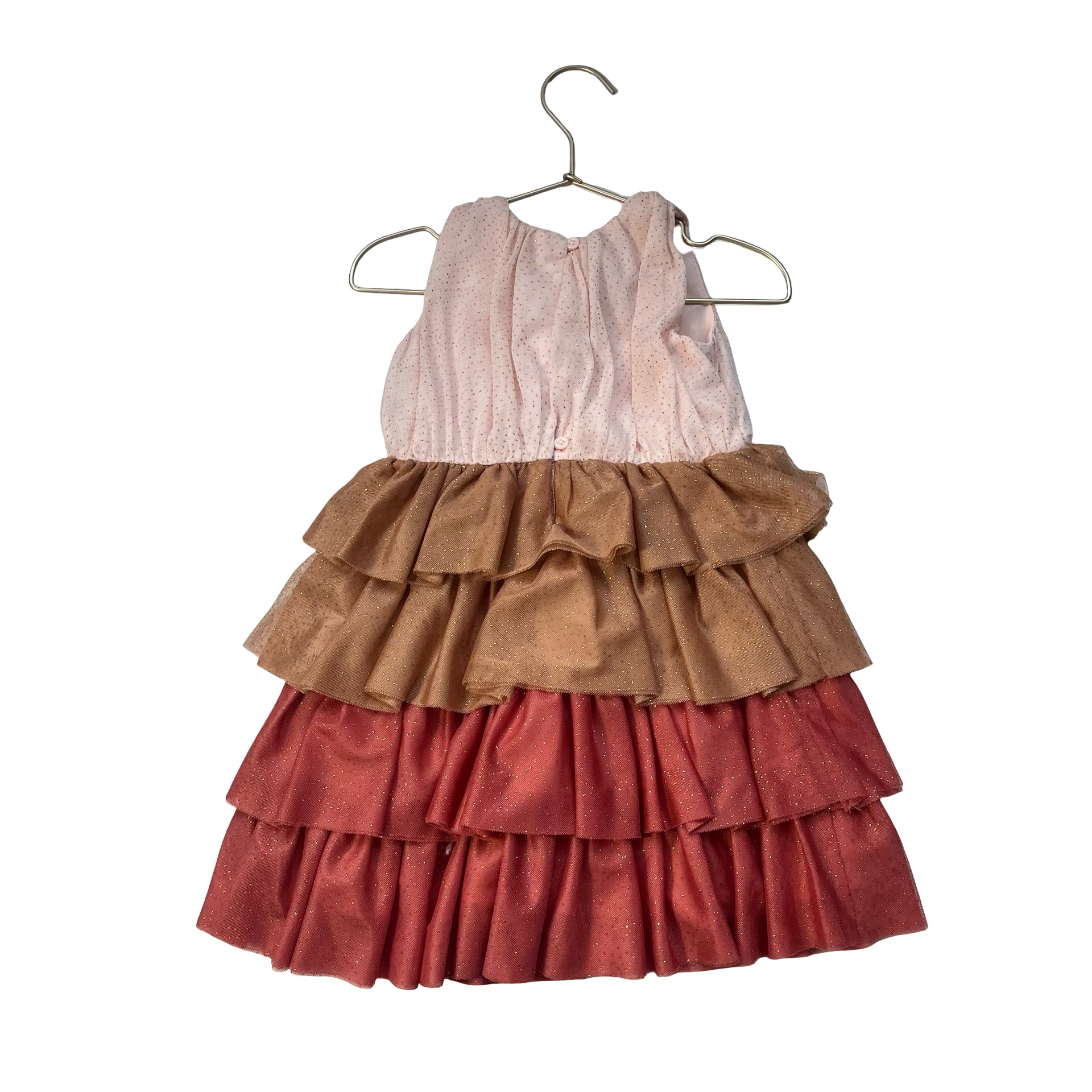 Janie and Jack X HFR Pink, Cocoa & Blush Tulle Gold Dot Sleeveless Dress -Size 2
