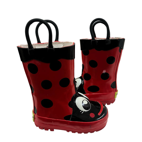 Western Chief Red & Black Lady Bug Rain Boots - Size 5