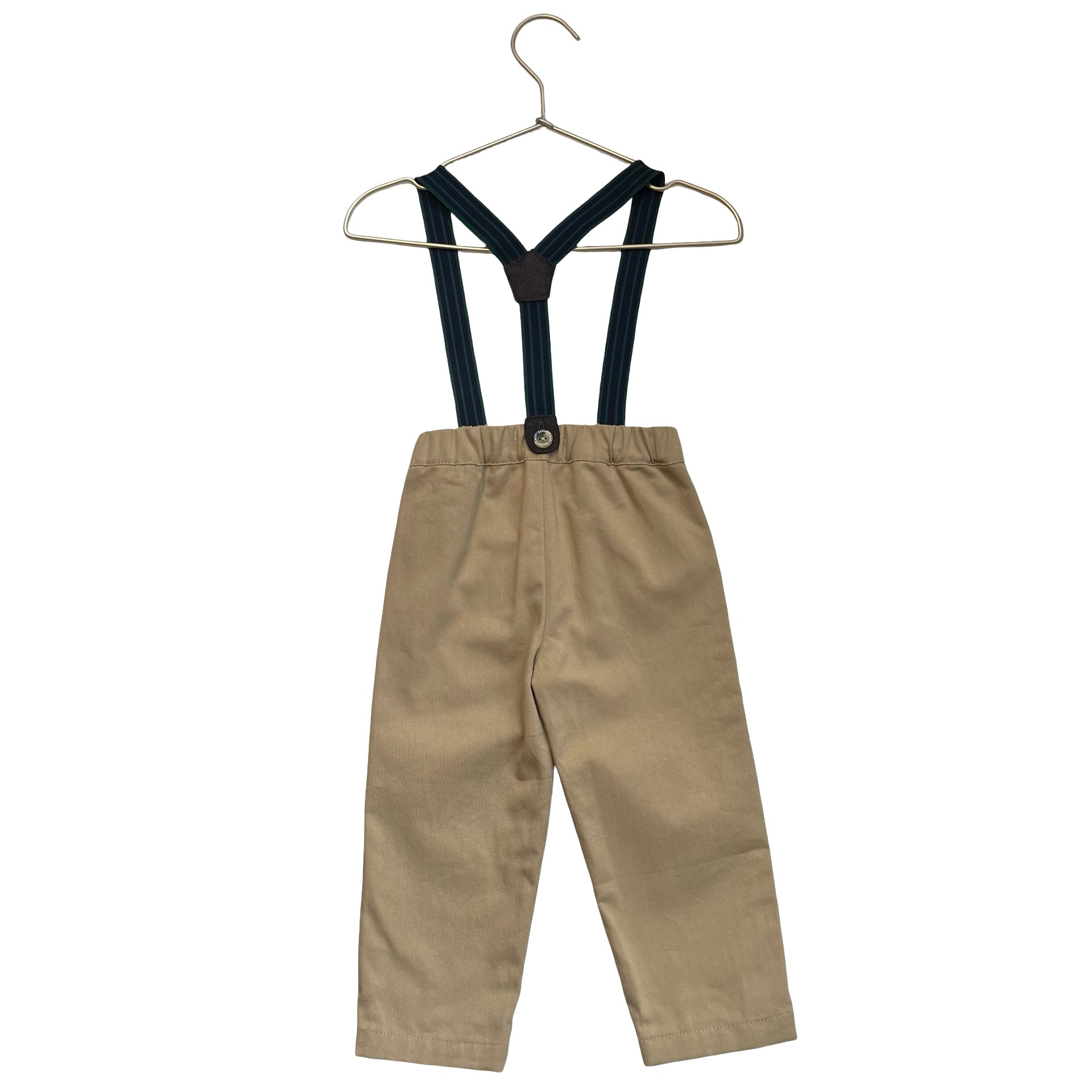 Sammy + Nat Khaki Pants, Navy & Green Suspenders - Size 12-18 Mo