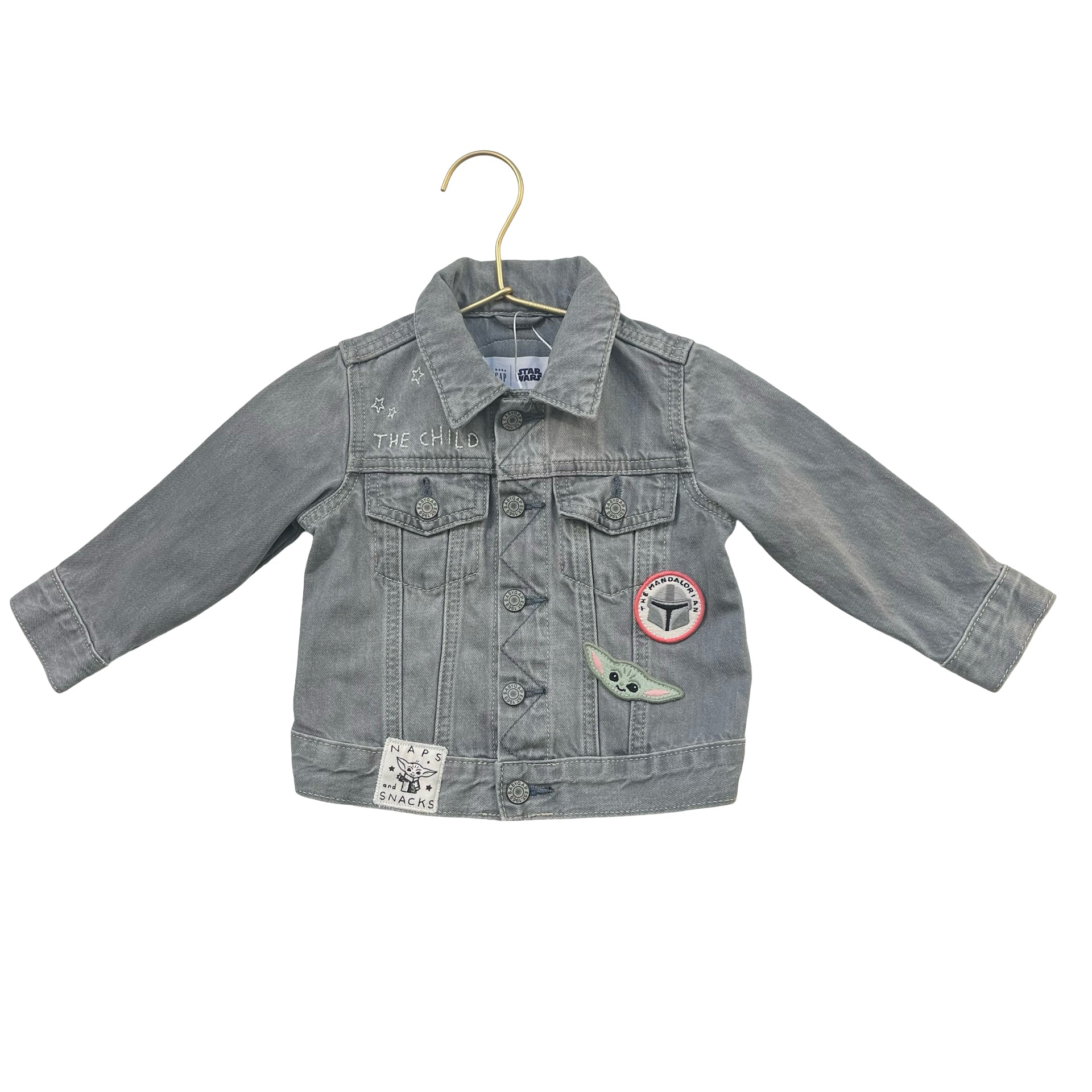 Baby Gap x Star Wars Gray Denim Baby Yoda Jean Jacket - Size 12-18 Mo