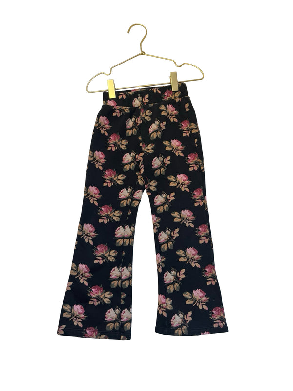 Gap Kids Black & Pink Floral Flare Sweatpants - Size S 6-7
