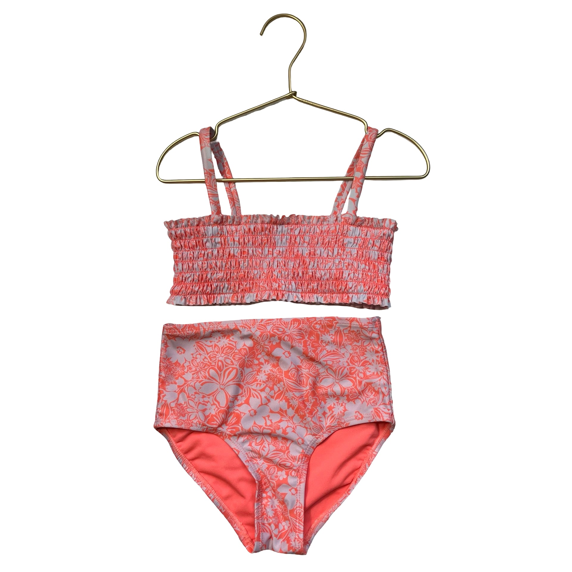 Gap Kids Orange & White Floral Bikini Swim Suit - Size S 6-7