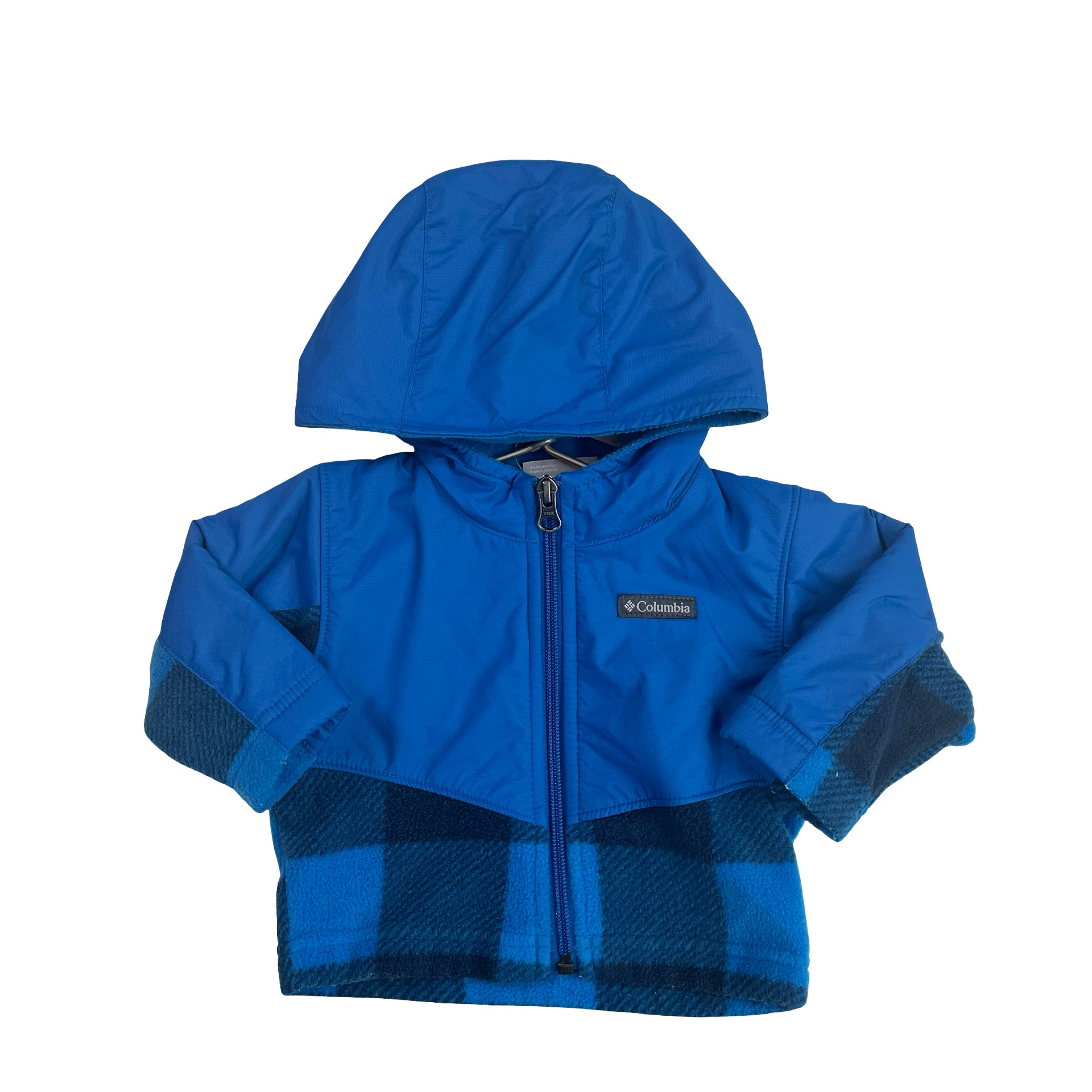 Columbia Royal Blue & Black Plaid Fleece Trim Hooded - Size 3-6 Months
