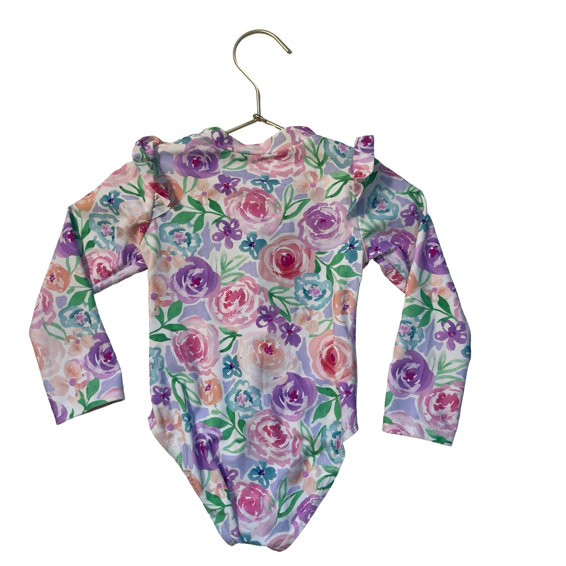Little Me Pastel Flower Print Swim Suit - Size 3T