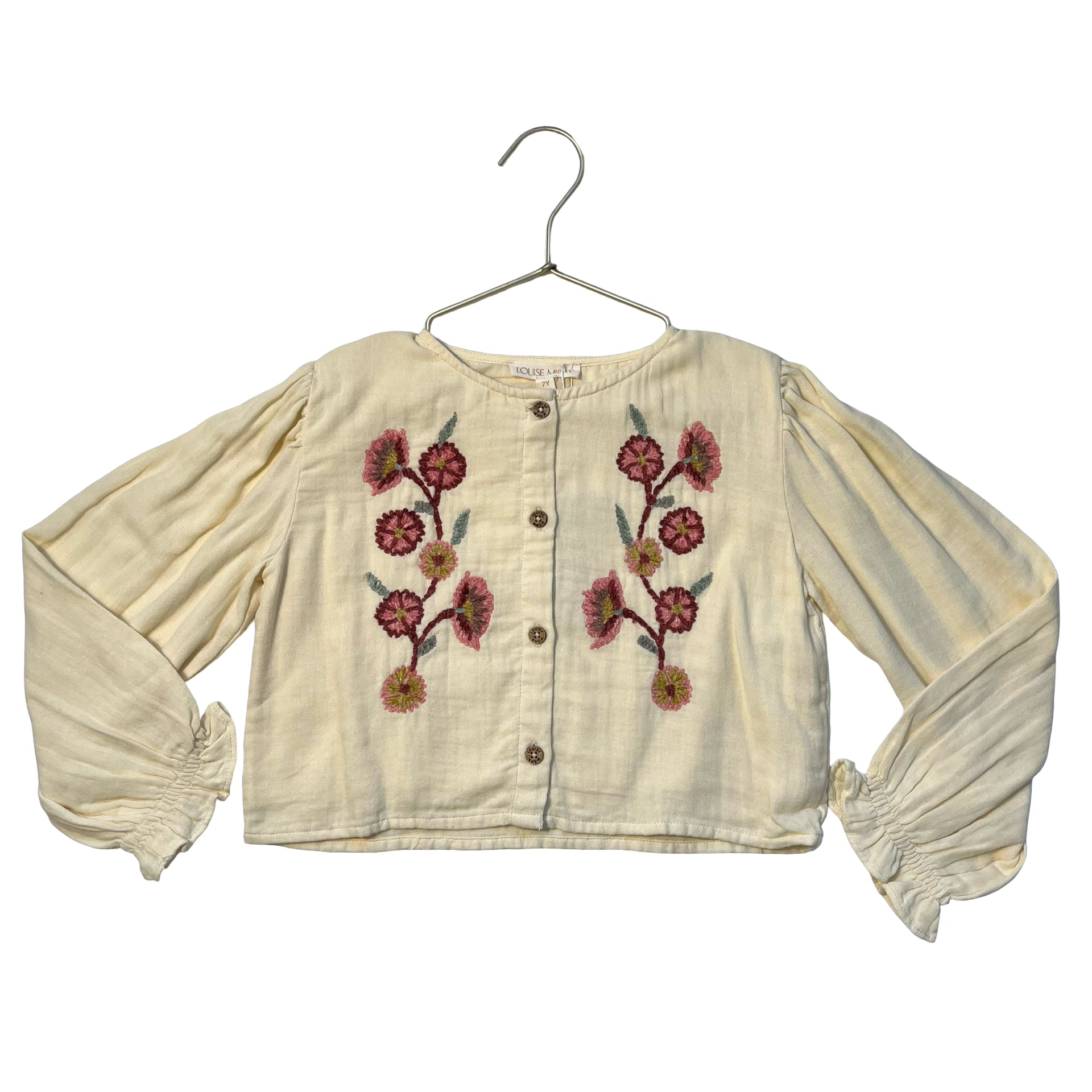 Louise Misha Ivory Embroidered Floral Blouse - Size 7Y