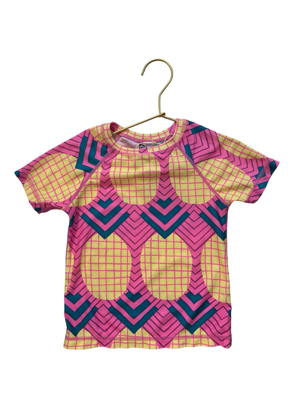 Tea Collection Pink, Yellow, Teal Pineapple Geo Print Rash Guard - Size 4