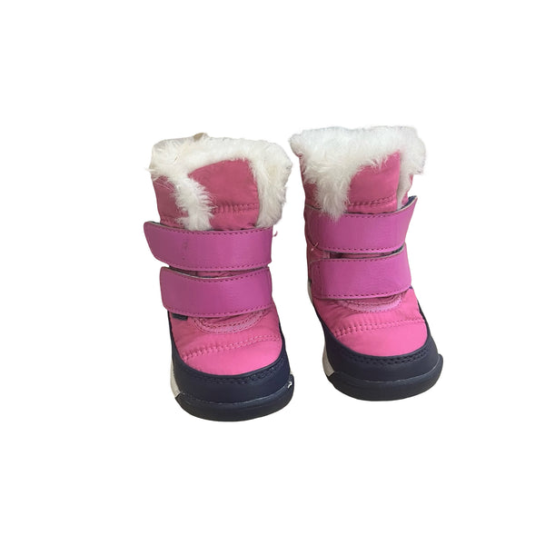 Sorel Faux-Fur Lined Raspberry Pink & Navy Winter Boots - Size 5