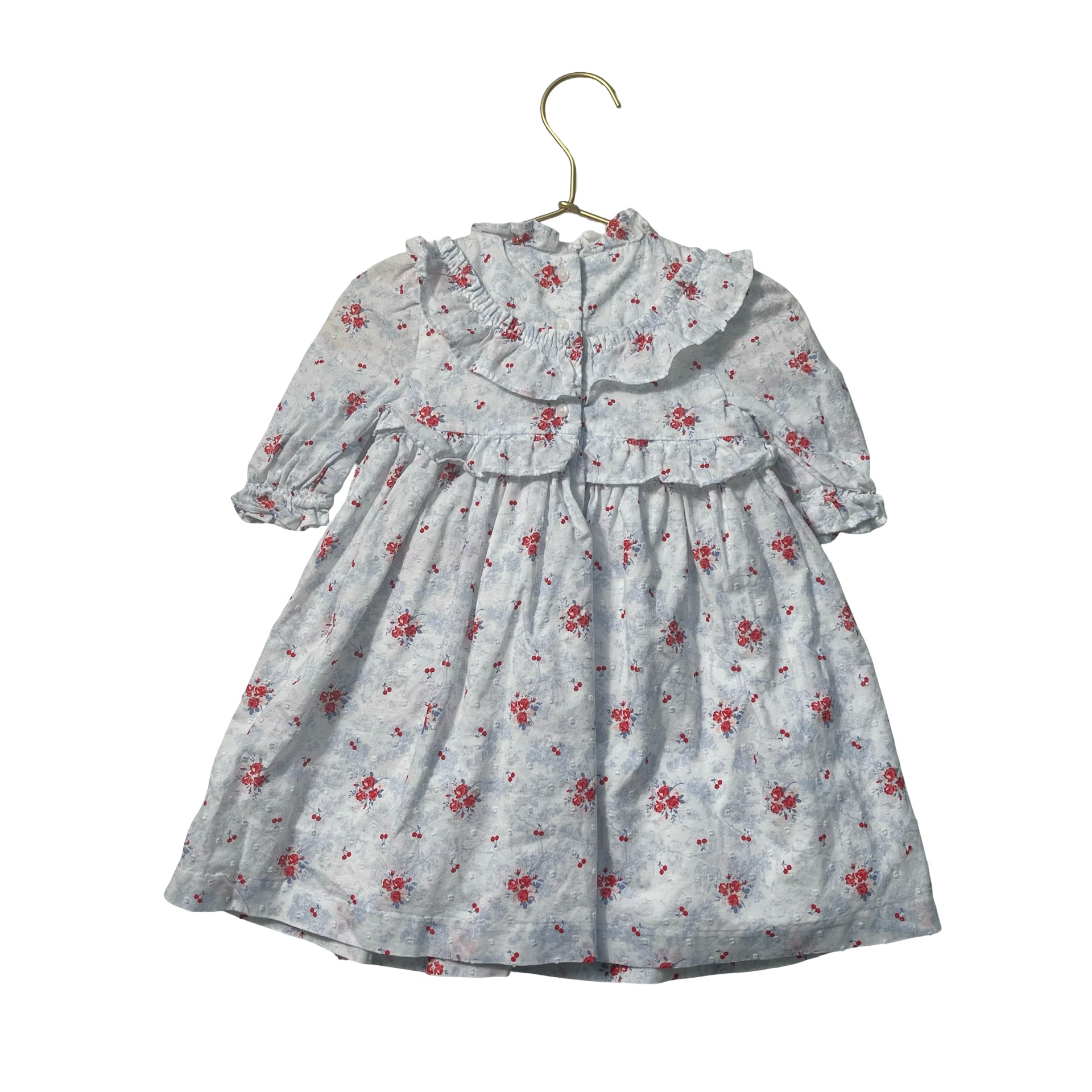 Janie and Jack Light Blue & Red Floral Dress - Size 18-24 Mo