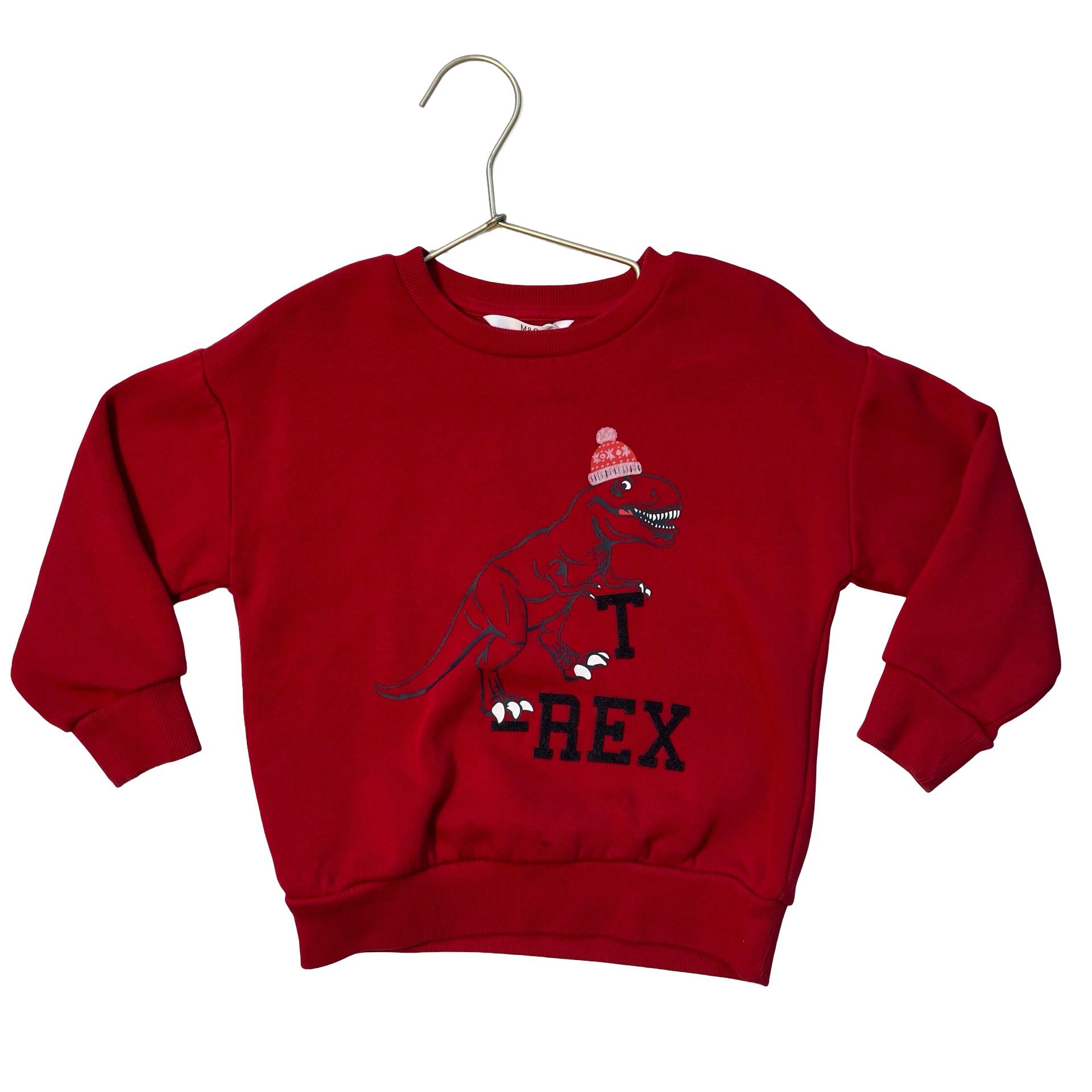M&S Red 'T-Rex' Holiday Sweatshirt - Size 4T