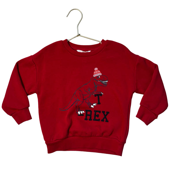 M&S Red 'T-Rex' Holiday Sweatshirt - Size 4T