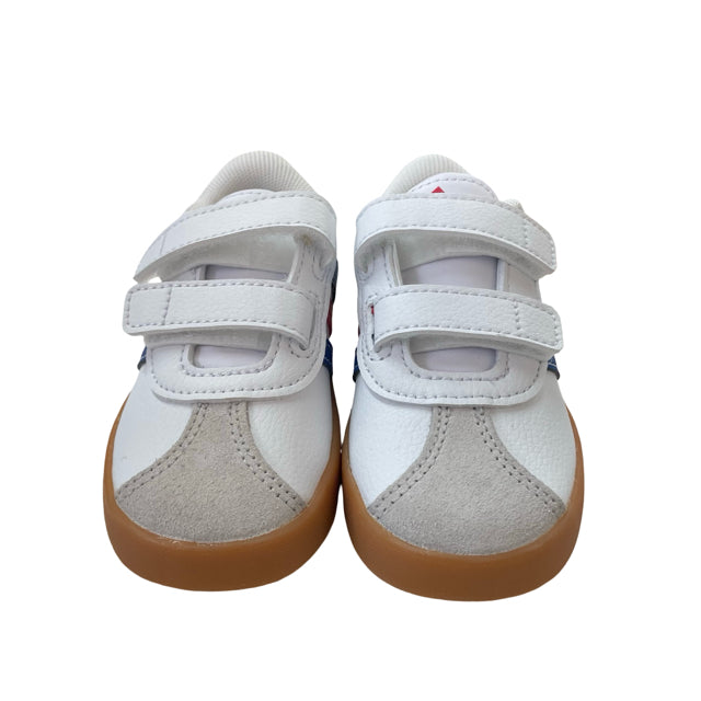 Adidas VL Court White, Blue, Red Velcro Sneakers New in Box - Size 6K