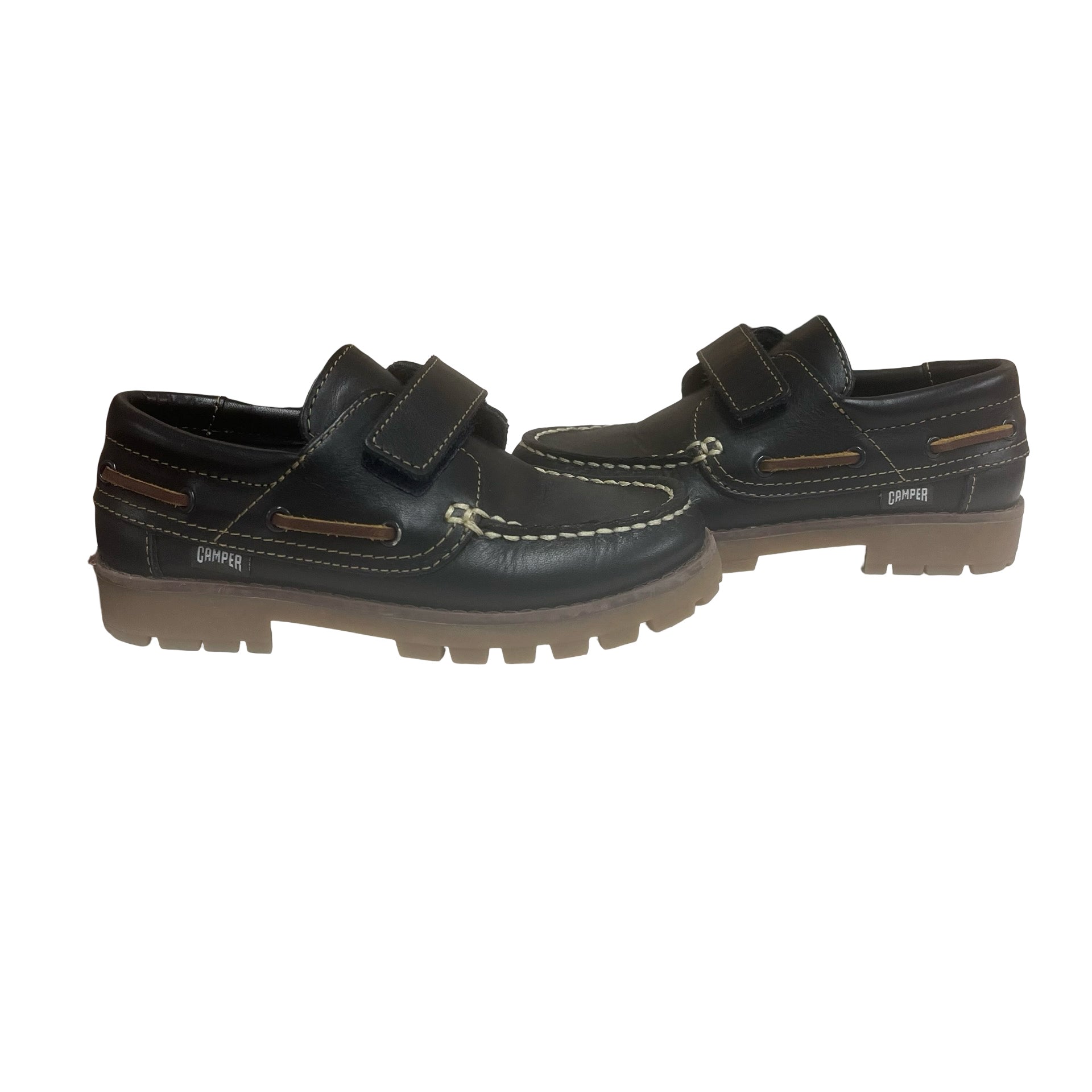 Camper Dark Navy Velcro Boat Shoes - Size 28 (10.5)
