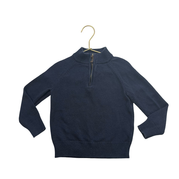 Crewcuts Navy Quarter-Zip Cotton Sweater - Size 3