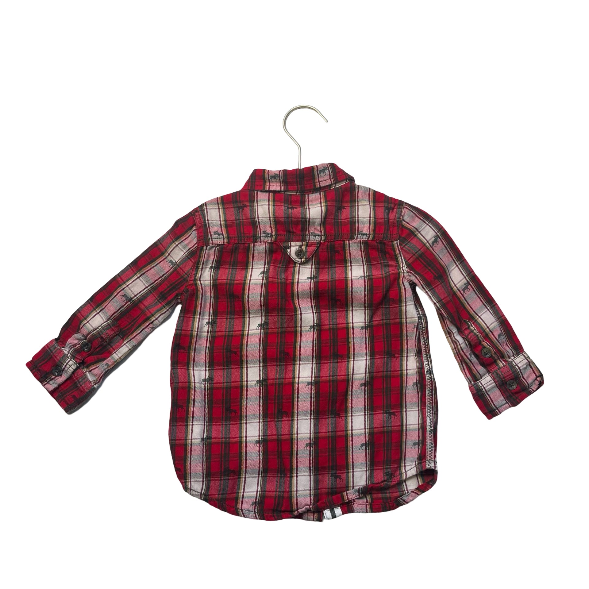 Hatley Red Plaid Reindeer Button Down - Size 3